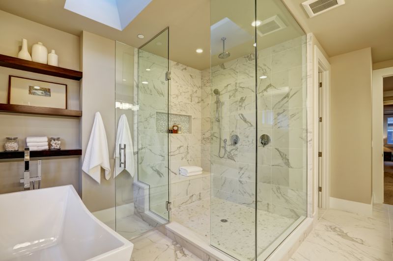 Modern Shower with Built-In Shelves